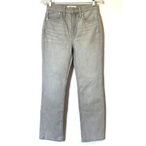 Madewell Slim Demi Boot Jeans Womens Size 25 Dekalb Gray Crop Distressed Hem NWT